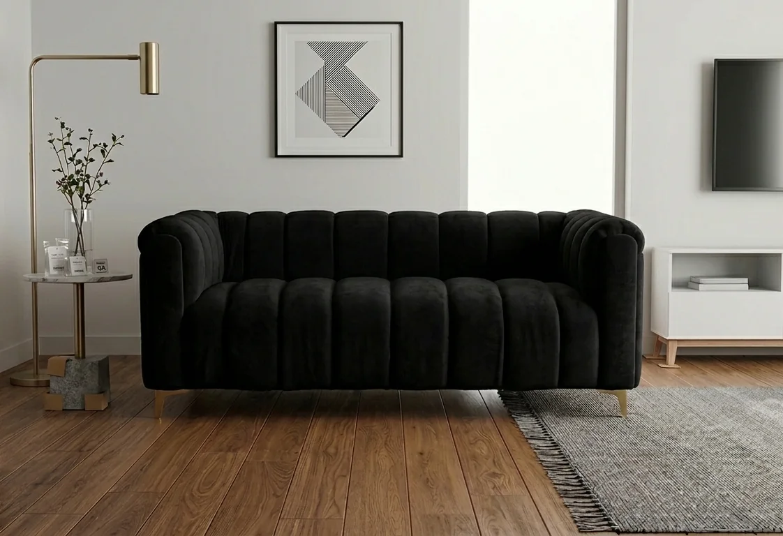 The Onyx Black Velvet Sofa