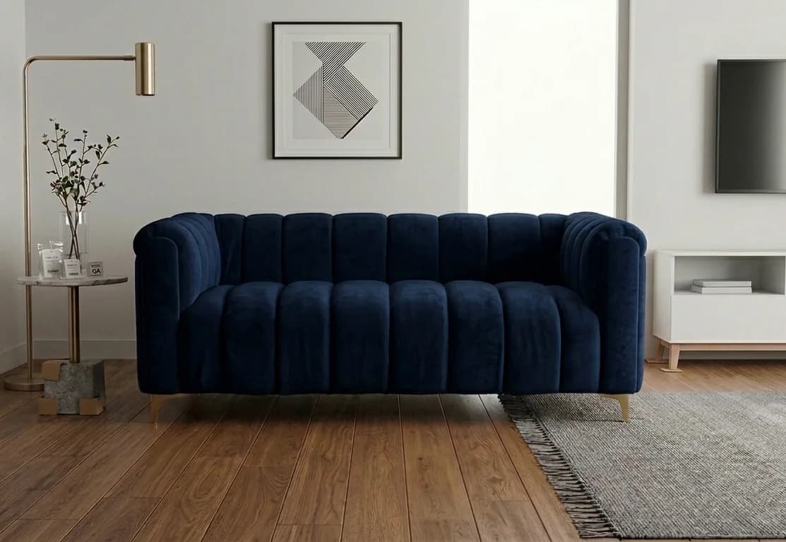 The Navy Lined Sofa