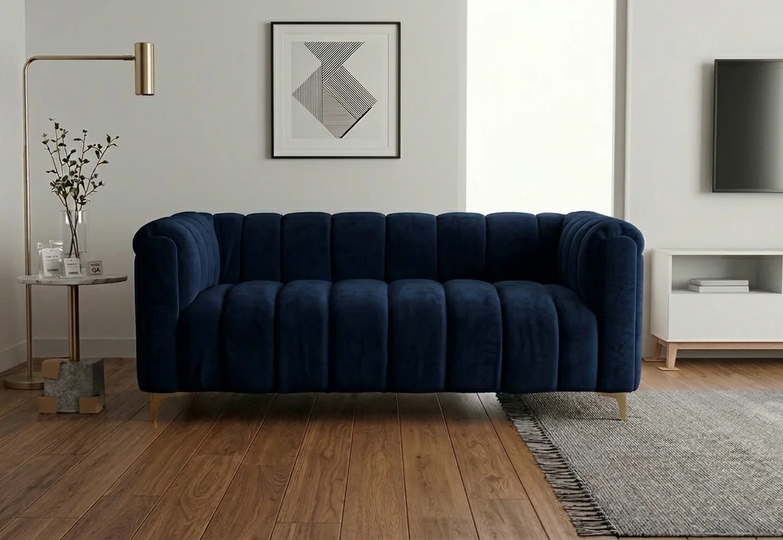 The Navy Lined Sofa